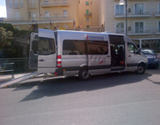 Minivan with ramp for wheelchair confined visitors